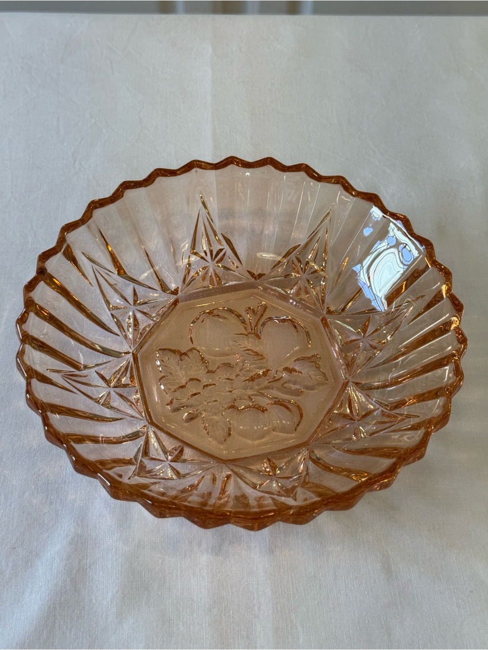 🌸 Federal Glass Pioneer Pattern Pink Depression Glass Bowl Crimped Rim | Vintage